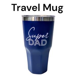 NWT Modern Expressions Blue & White Super Dad 28 fl oz Tumbler With Cover